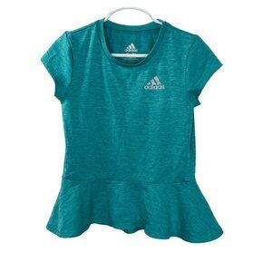 Adidas Girls Blue Peplum Activewear Top Size 6X
